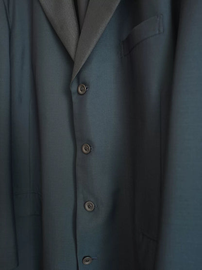 yohji yamamoto long green blue coat