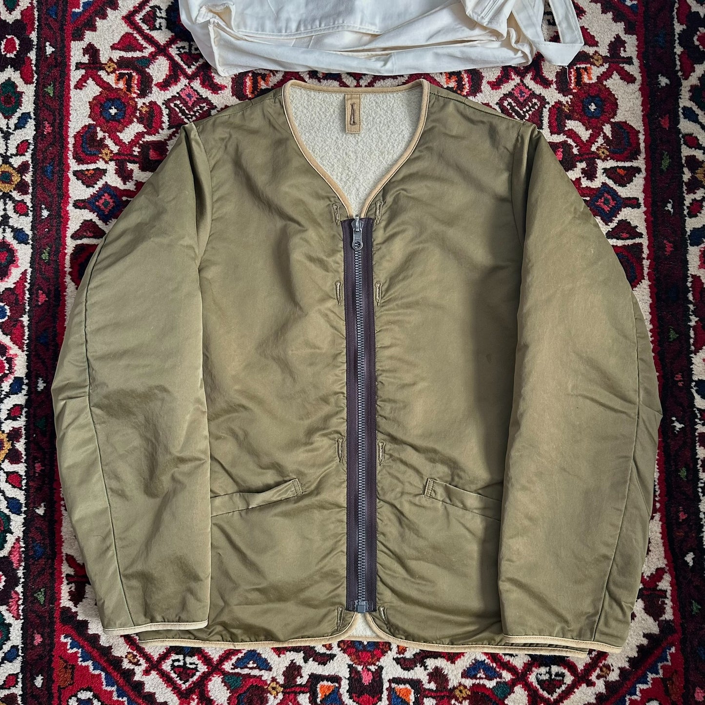 visvim iris liner jacket in khaki green