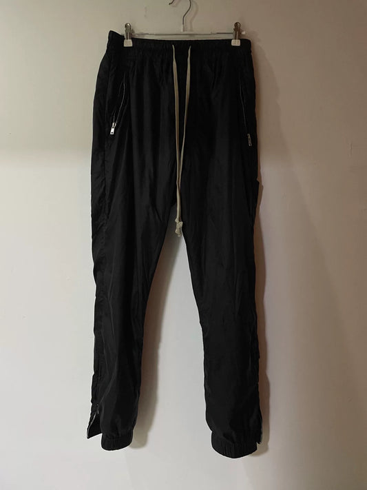 black zip drawstring pants by Rick Owens