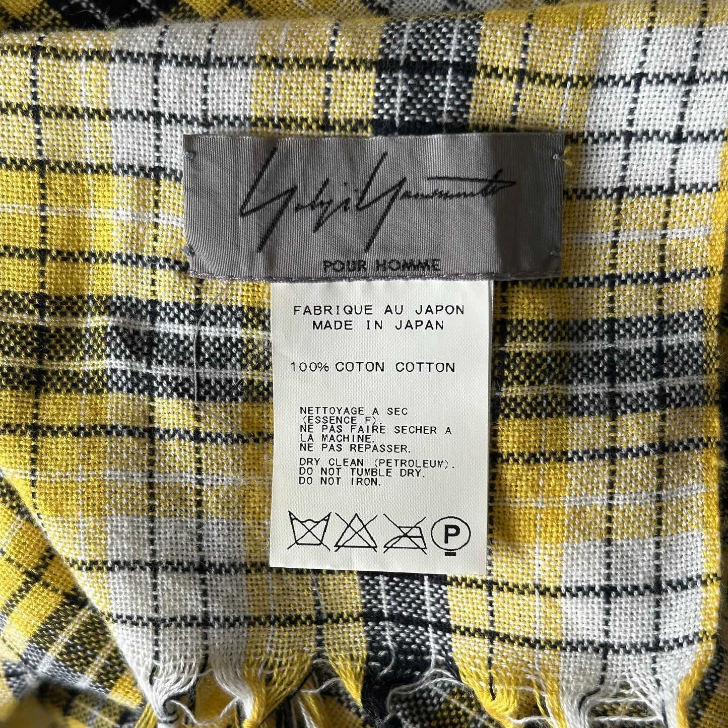 Yohji Yamamoto 2013SS Yellow Plaid Fringed Scarf