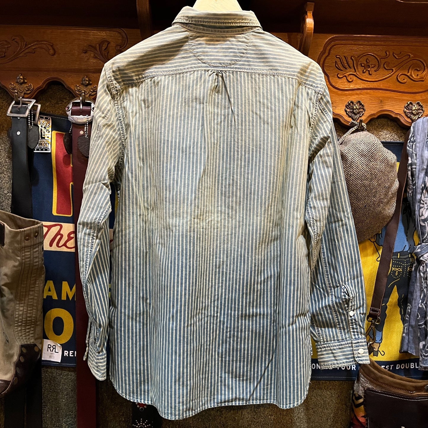 RRL Vintage Distressed Striped Shirt