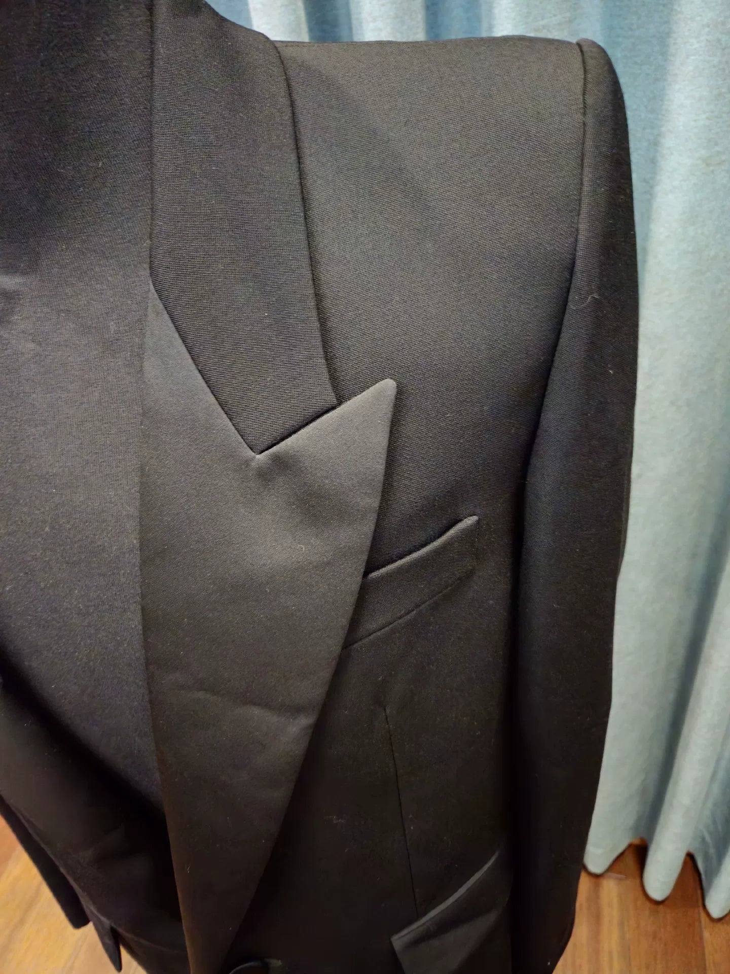 Saint Laurent Black Satin Lapel Blazer