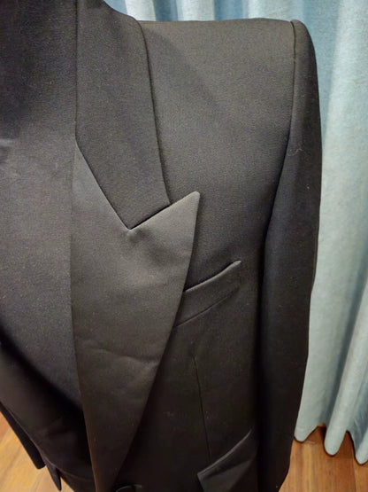 Saint Laurent Black Satin Lapel Blazer