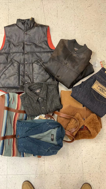 RRL Shearling Brown Jacket with Fur Collar