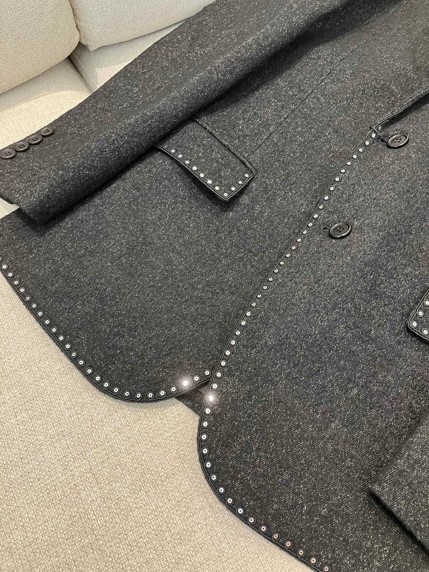 Saint Laurent Dark Gray Studded Blazer