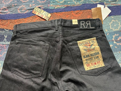 rrl vintage distressed black denim pants