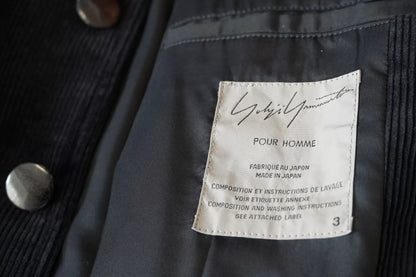 Yohji Yamamoto Black Corduroy Long Jacket
