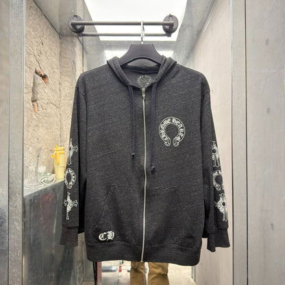 Chrome Hearts Black Gray T-bar Zipper Jacket