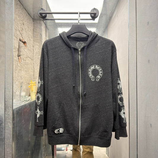 Chrome Hearts Black Gray T-bar Zipper Jacket