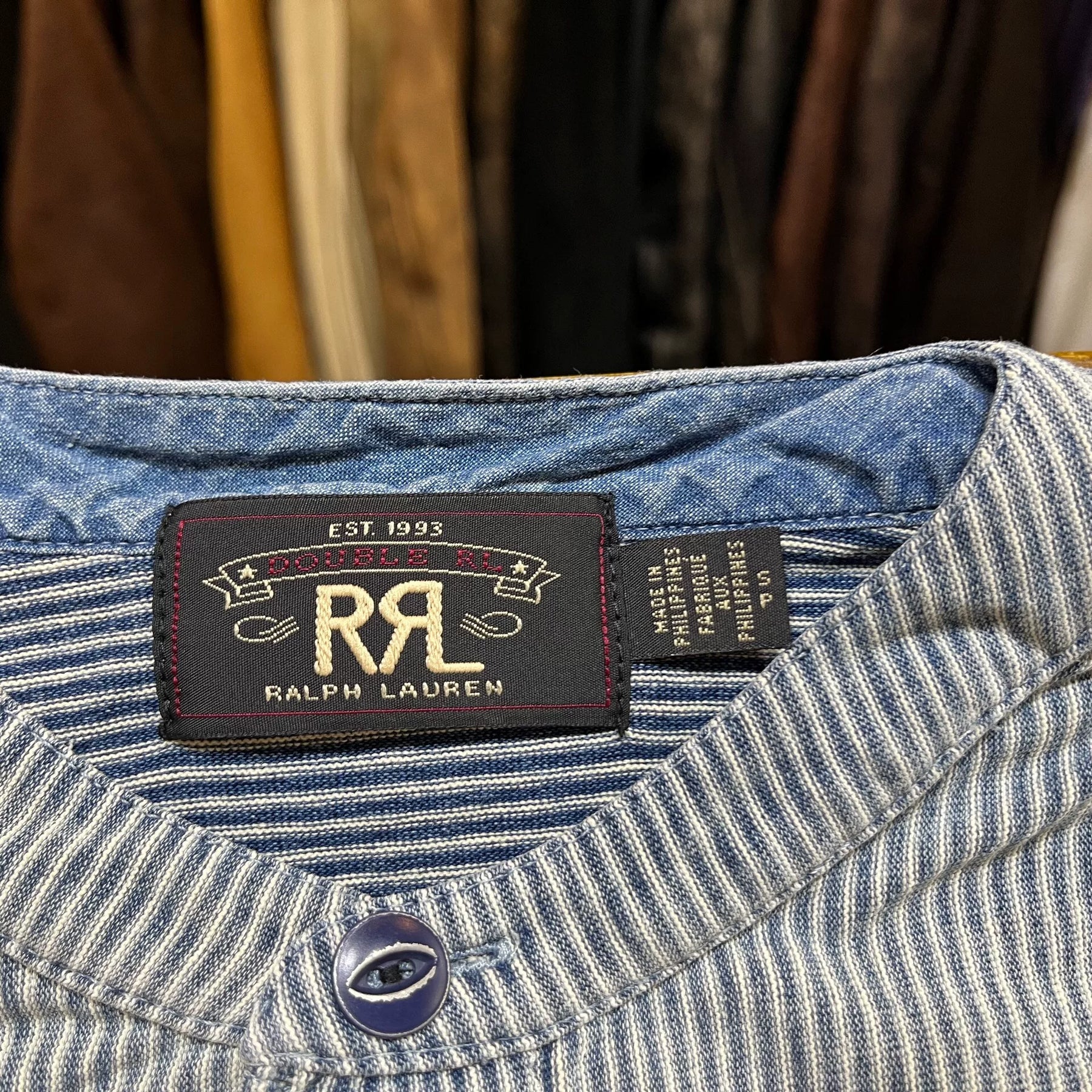 RRL Vintage Stripe Henley Shirt