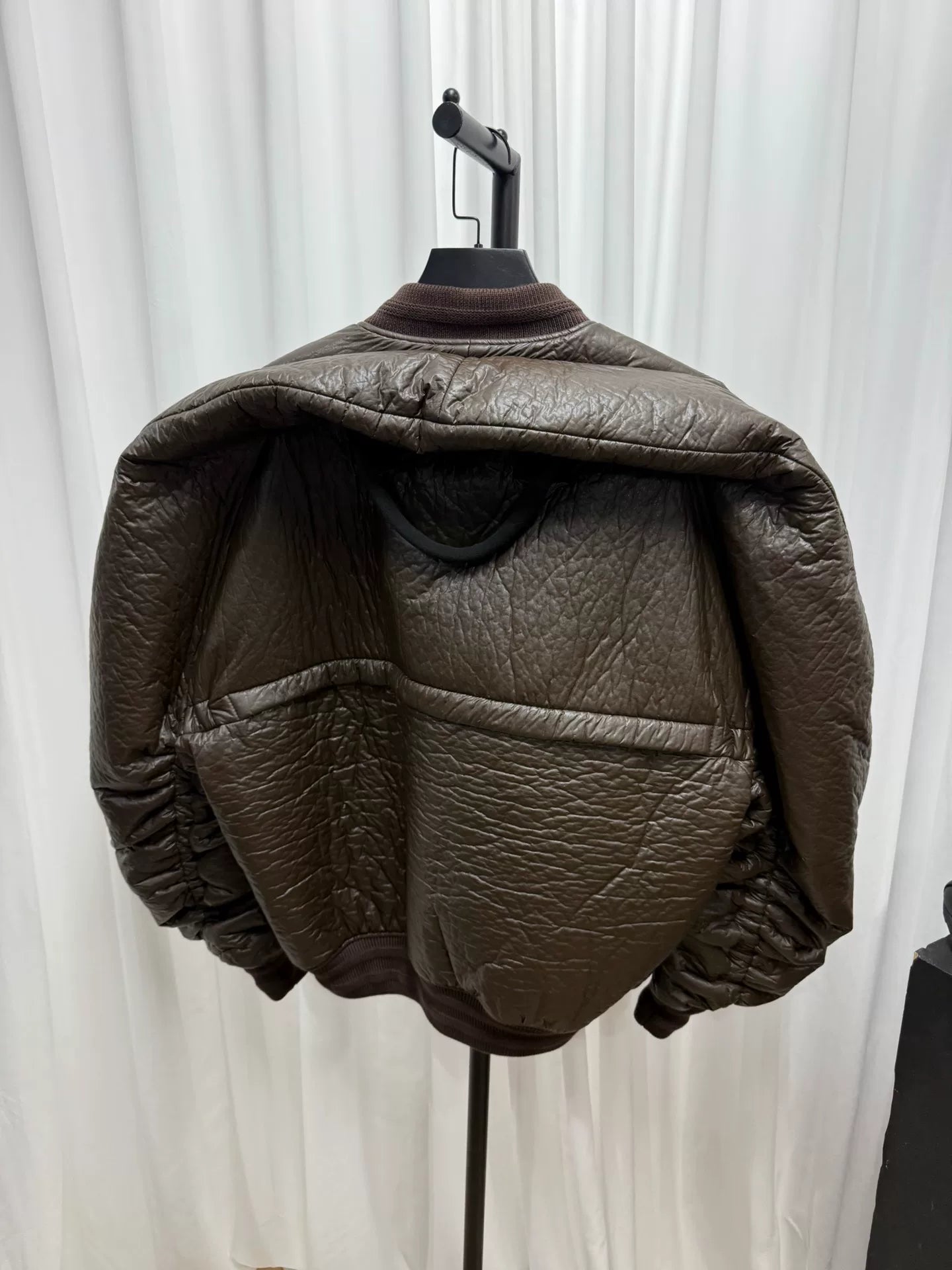 oversized brown bomber jacket by walter van beirendonck