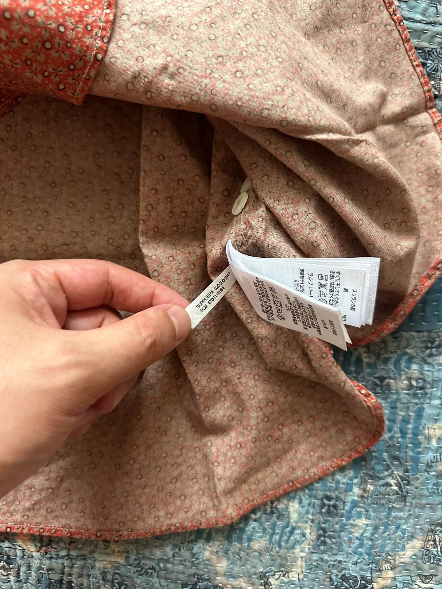 rrl spotted floral long sleeve shirt