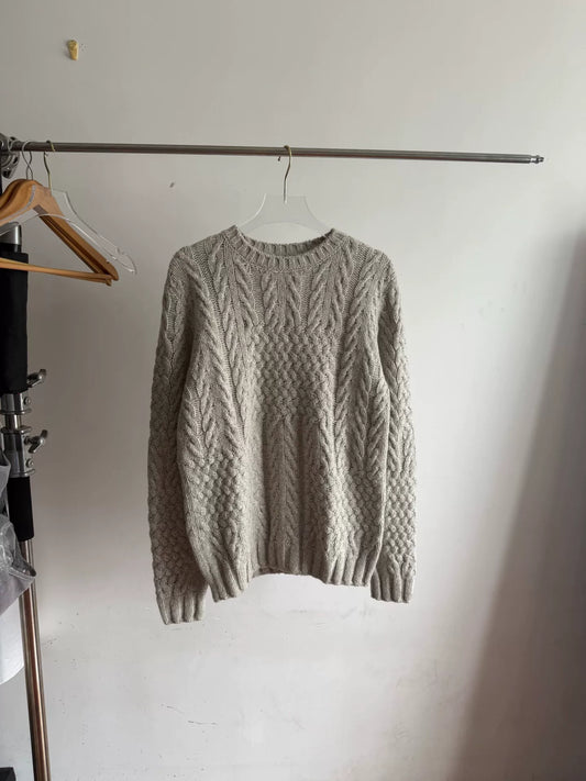 A.P.C Gray Wool Cable Knit Sweater