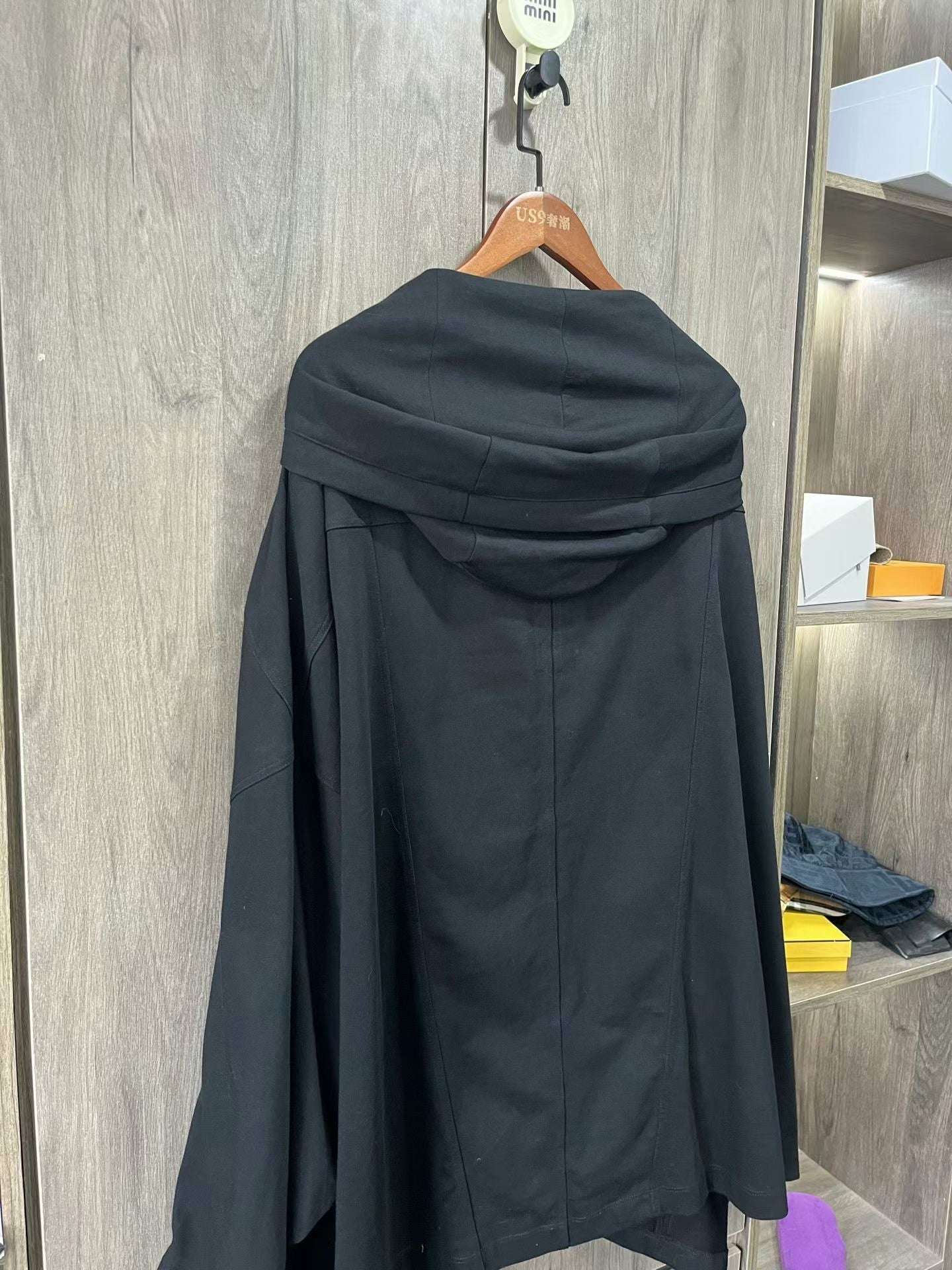 oversized black zip-up hoodie by Rick Owens