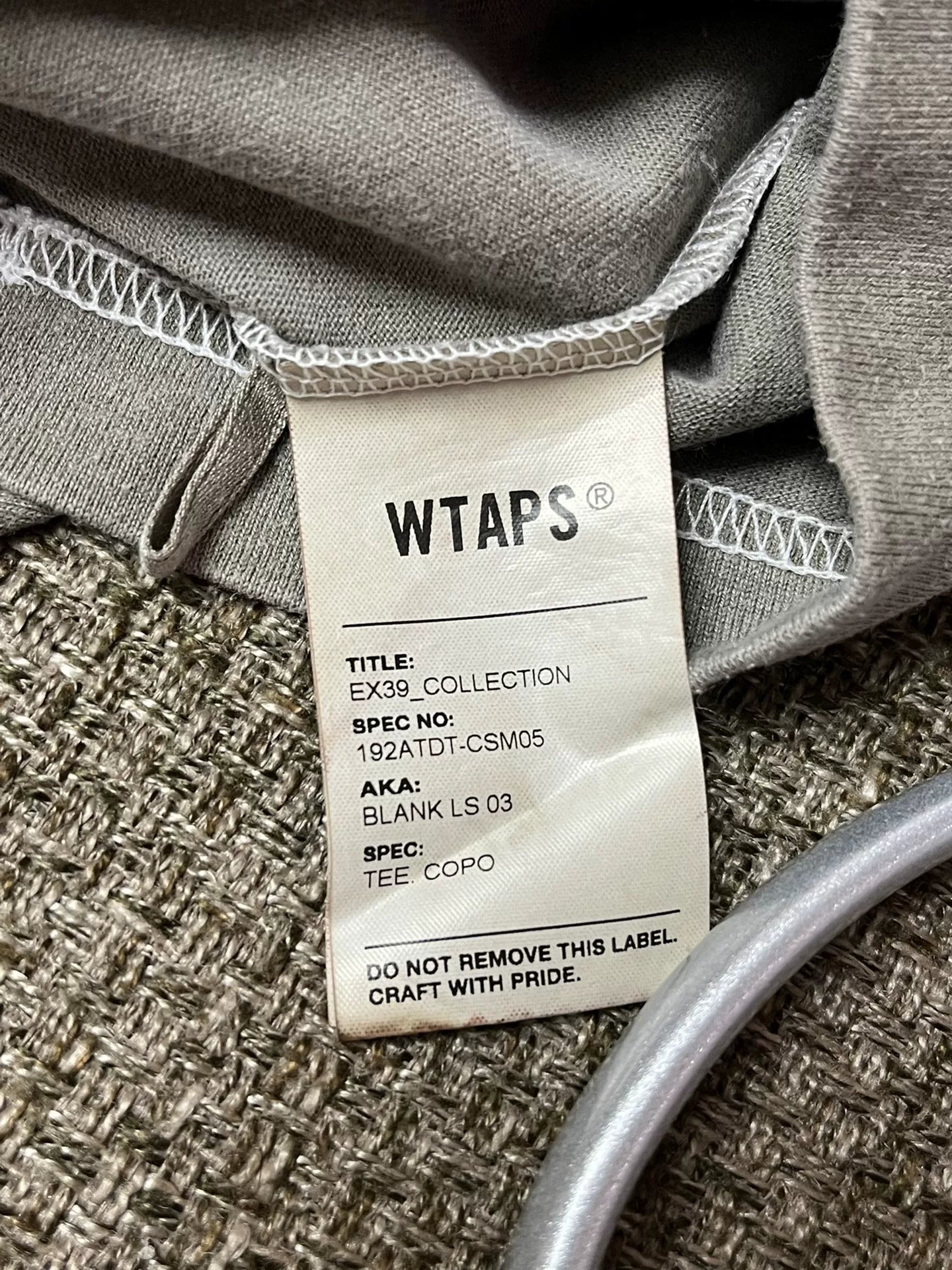 WTAPS 19AW Blank Washed Longsleeve