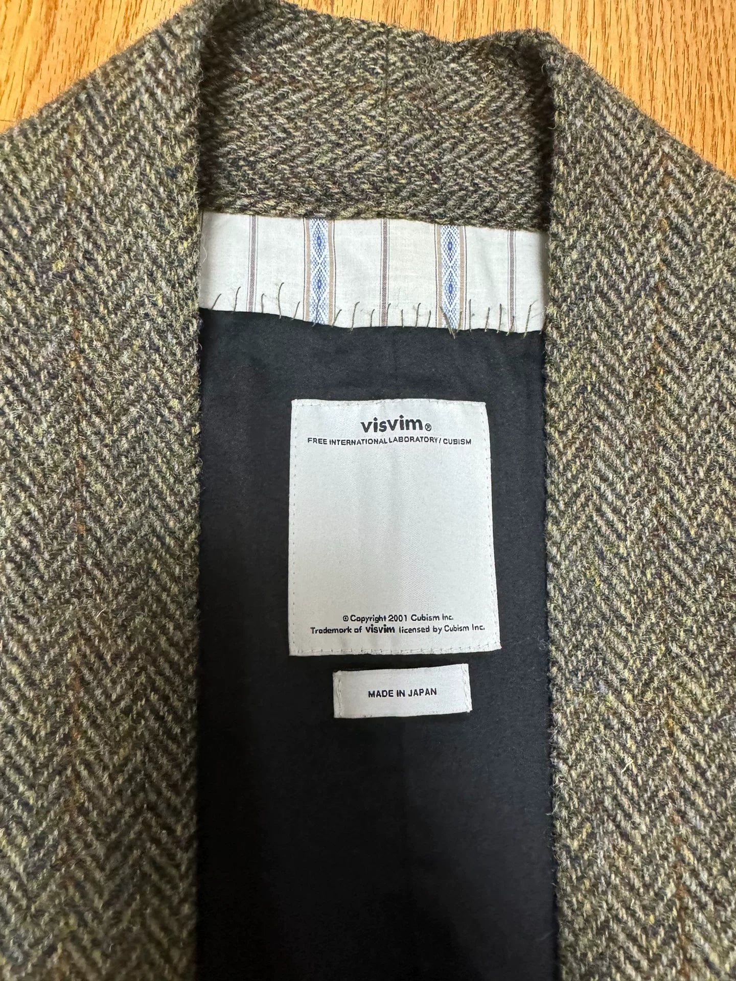 visvim harris tweed sanjuro jacket olive