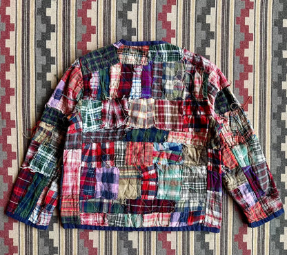quilted patchwork flannel reversible jacket