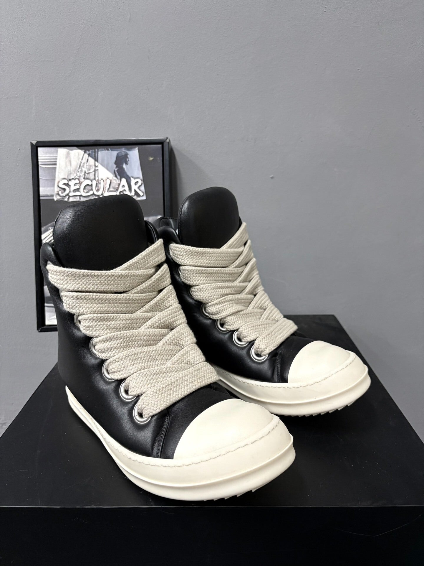 Rick Owens High-Top Leather Chunky Sneakers