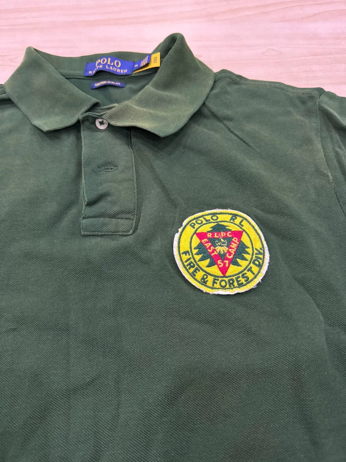 RRL Short Sleeve Polo Shirt in Green