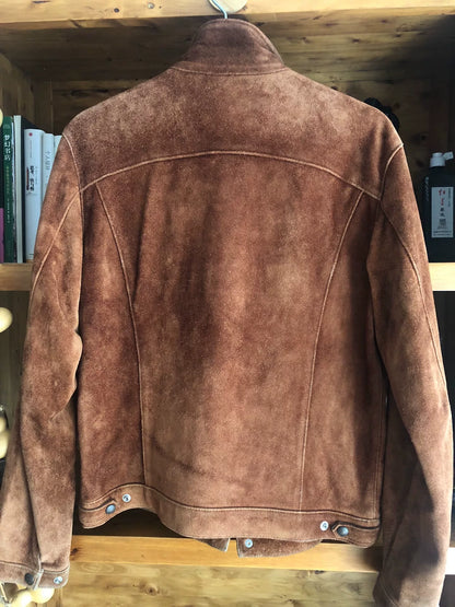 rare brown suede leather jacket
