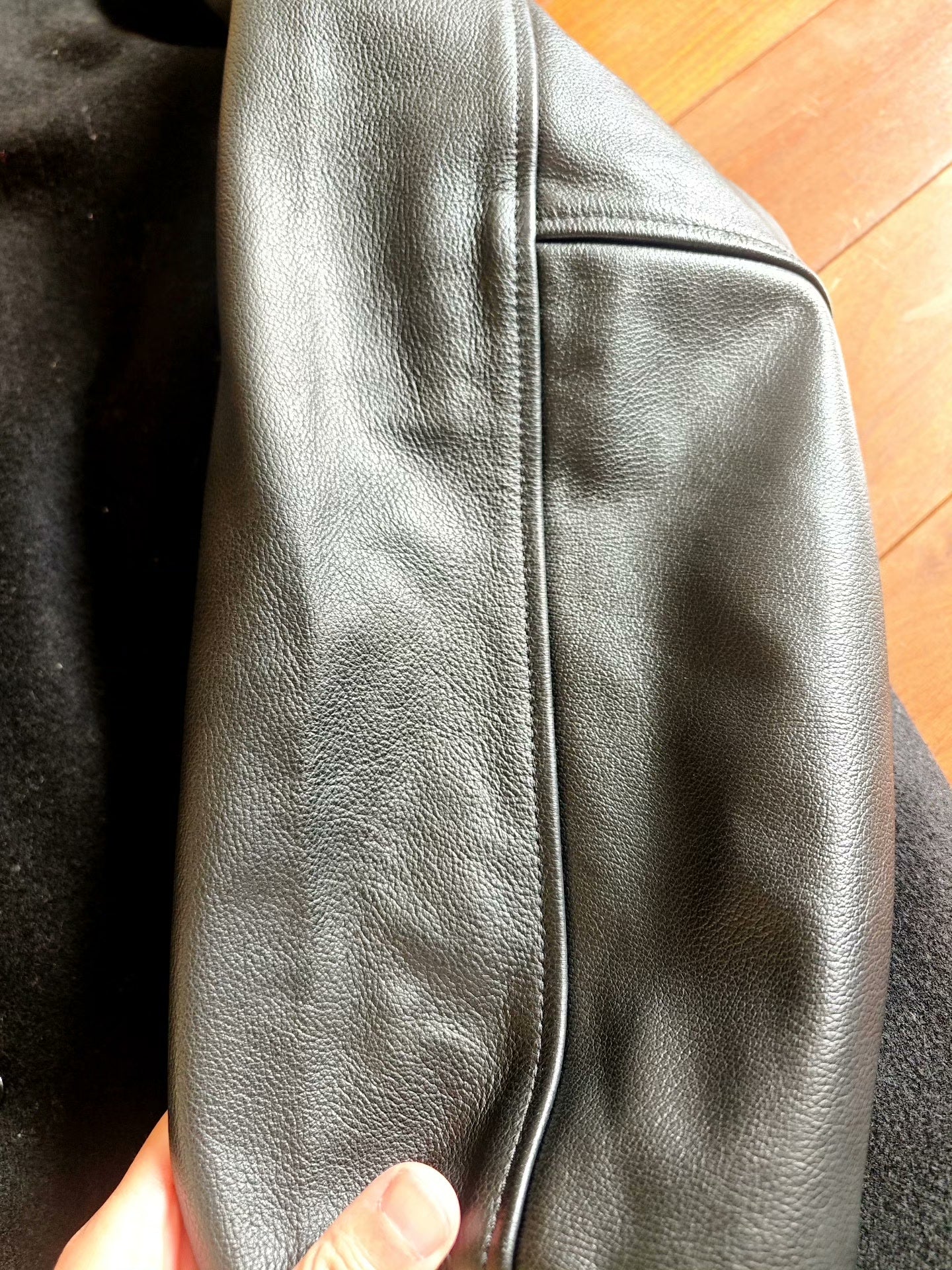 Settlers Leather Sleeve Varsity Jacket