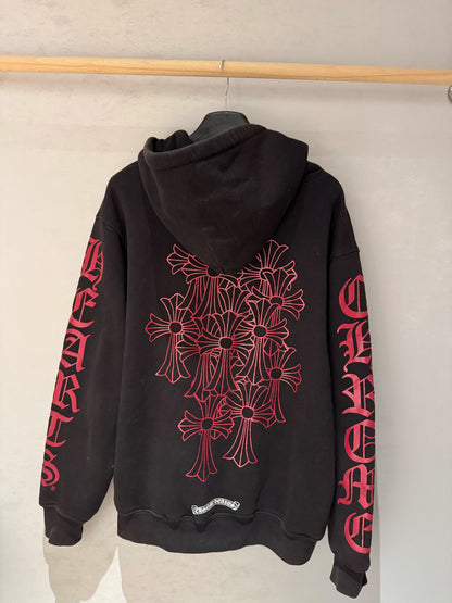 chrome hearts oversized red cross hoodie