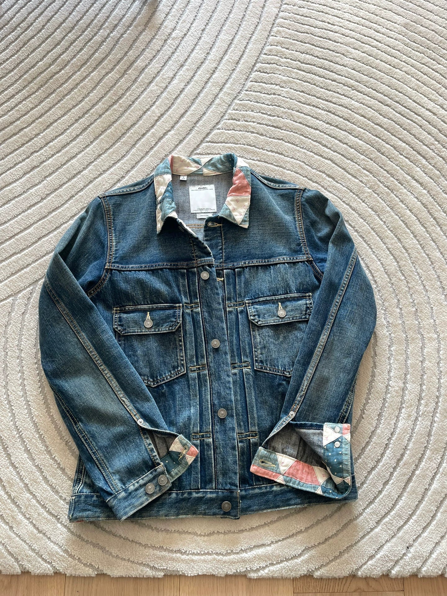visvim 101 Blue Denim Jacket Patchwork Collar