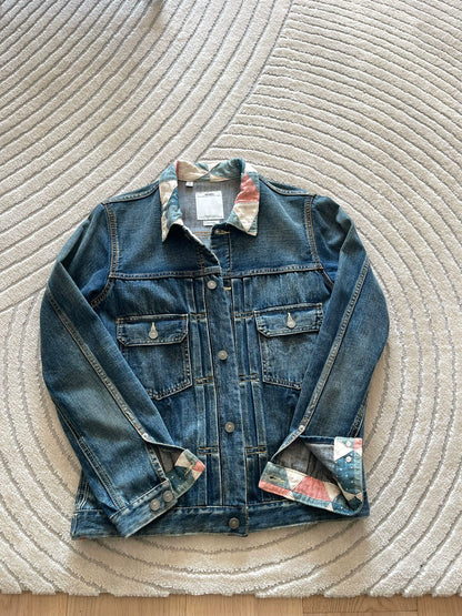 visvim 101 Blue Denim Jacket Patchwork Collar