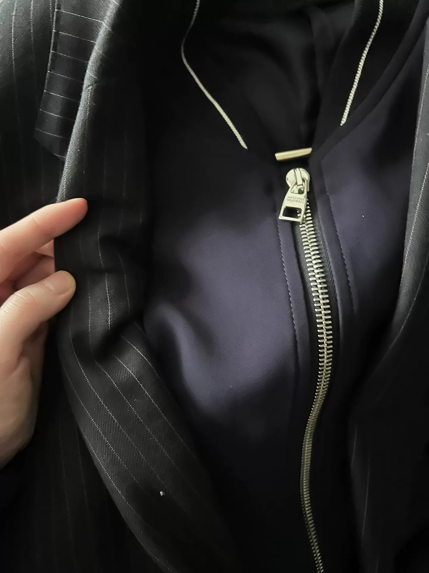 alexander mcqueen pinstripe suit jacket with removable collar