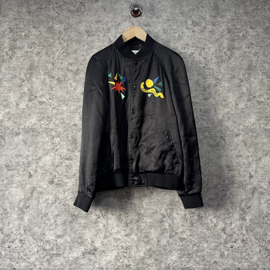 Saint Laurent Embroidered Black Bomber Jacket
