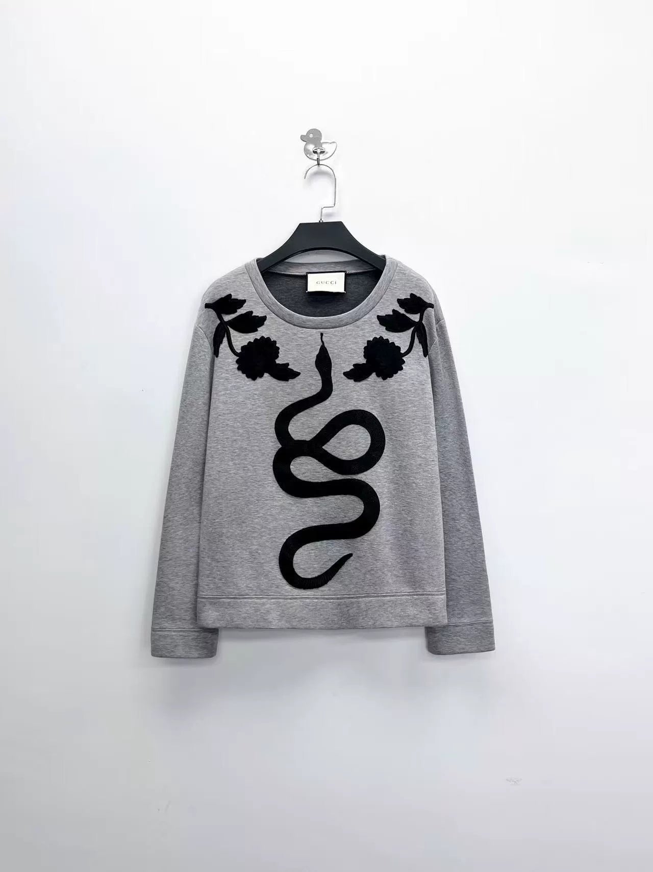 gray snake logo embroidered sweatshirt