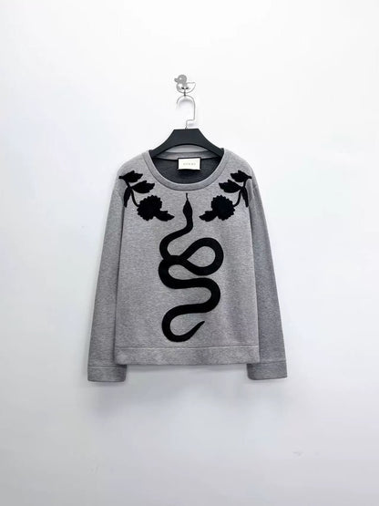 gray snake logo embroidered sweatshirt