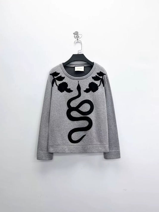 gray snake logo embroidered sweatshirt