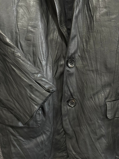 avant-garde crumpled leather suit jacket