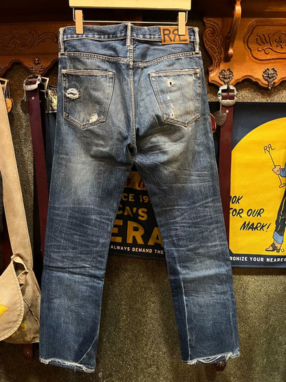 vintage distressed double rl denim pants