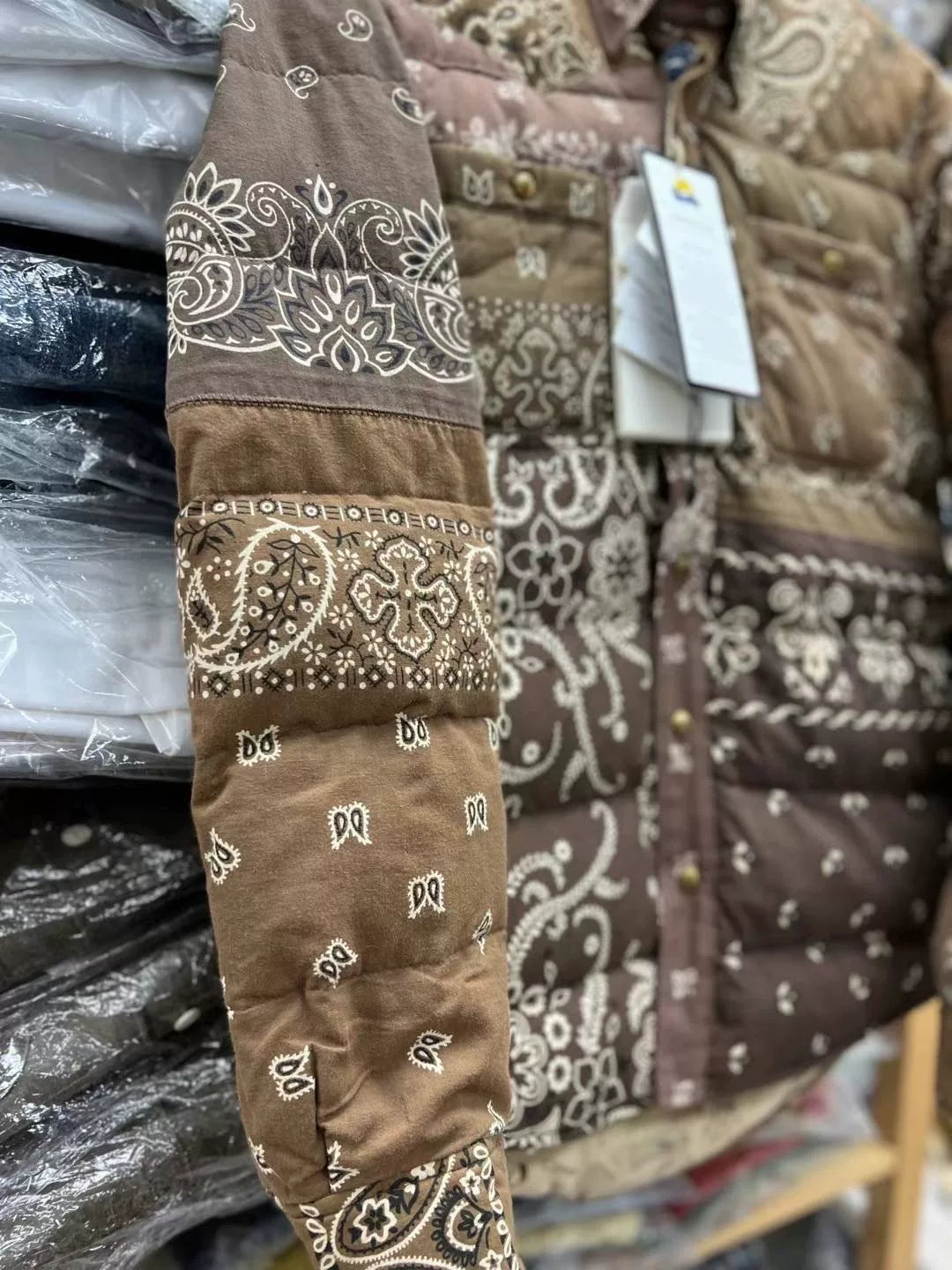 visvim kerchief down jacket in brown