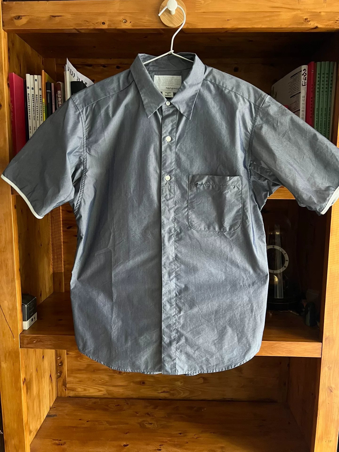 gray blue short sleeve shirt for summer