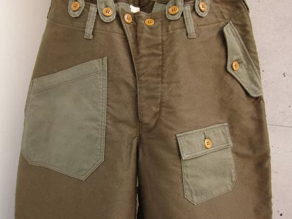 olive green patchwork flight pants