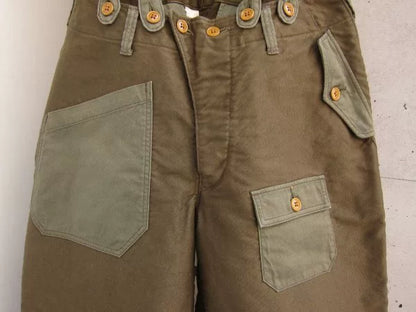 olive green patchwork flight pants