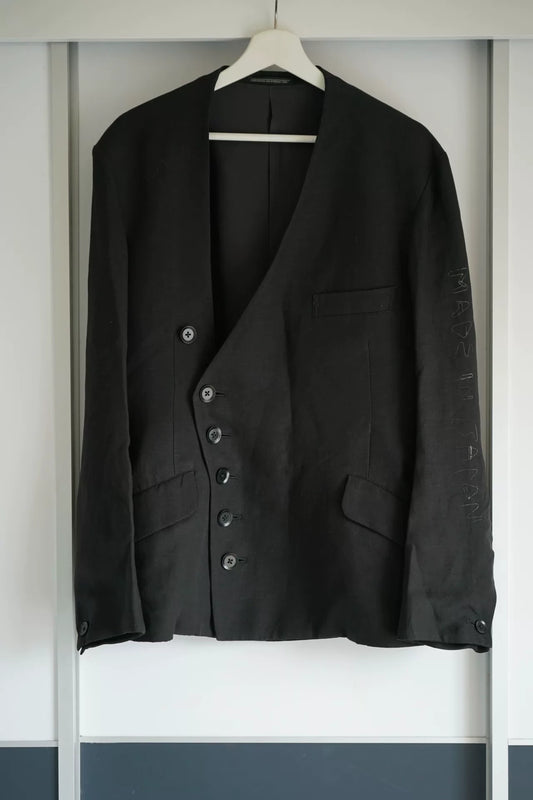 Yohji Yamamoto Black Uncollared Jacket
