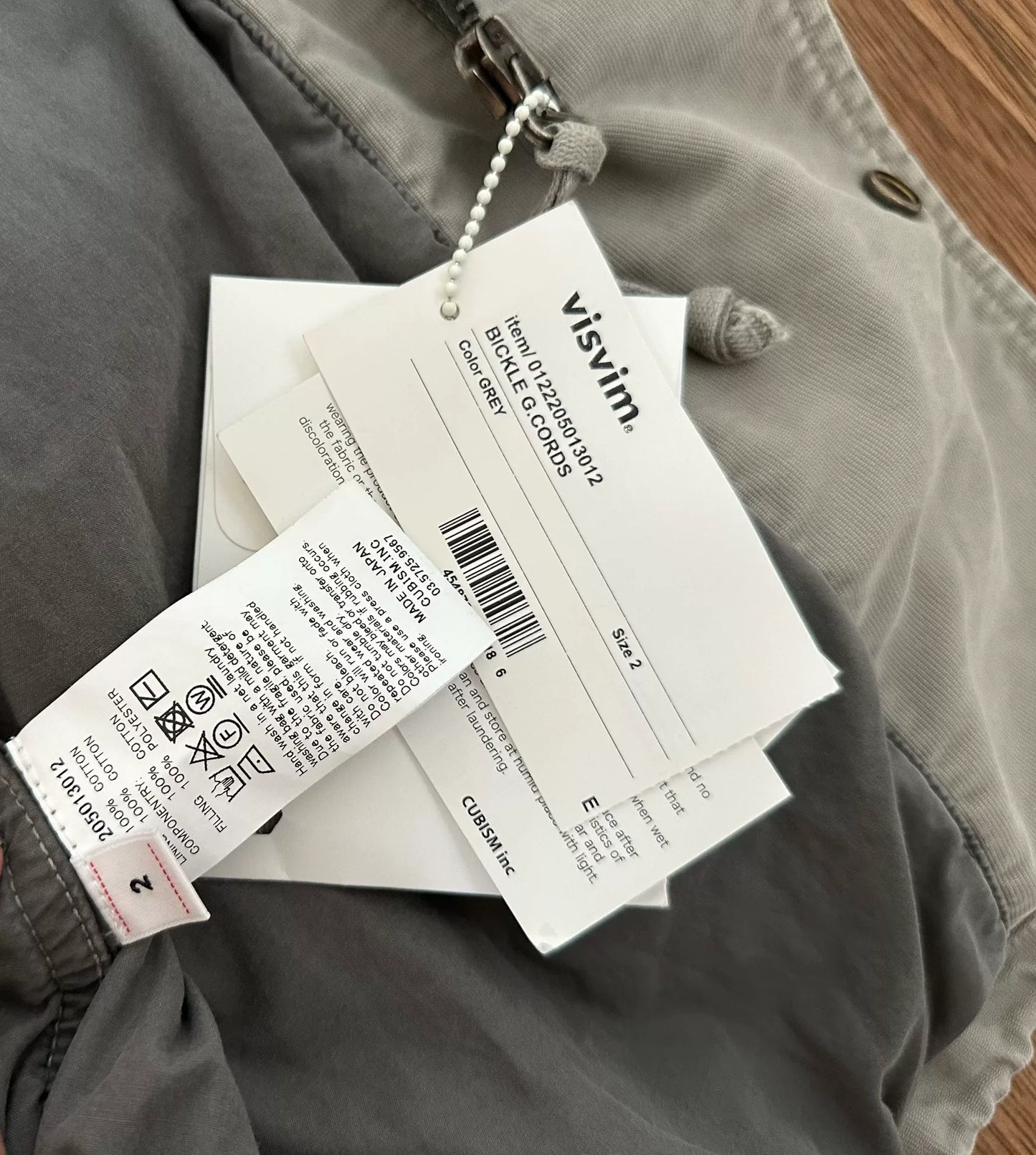 visvim bickle g.cords utility jacket grey
