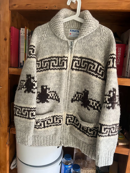 thick kanata cowichan wool sweater jacket