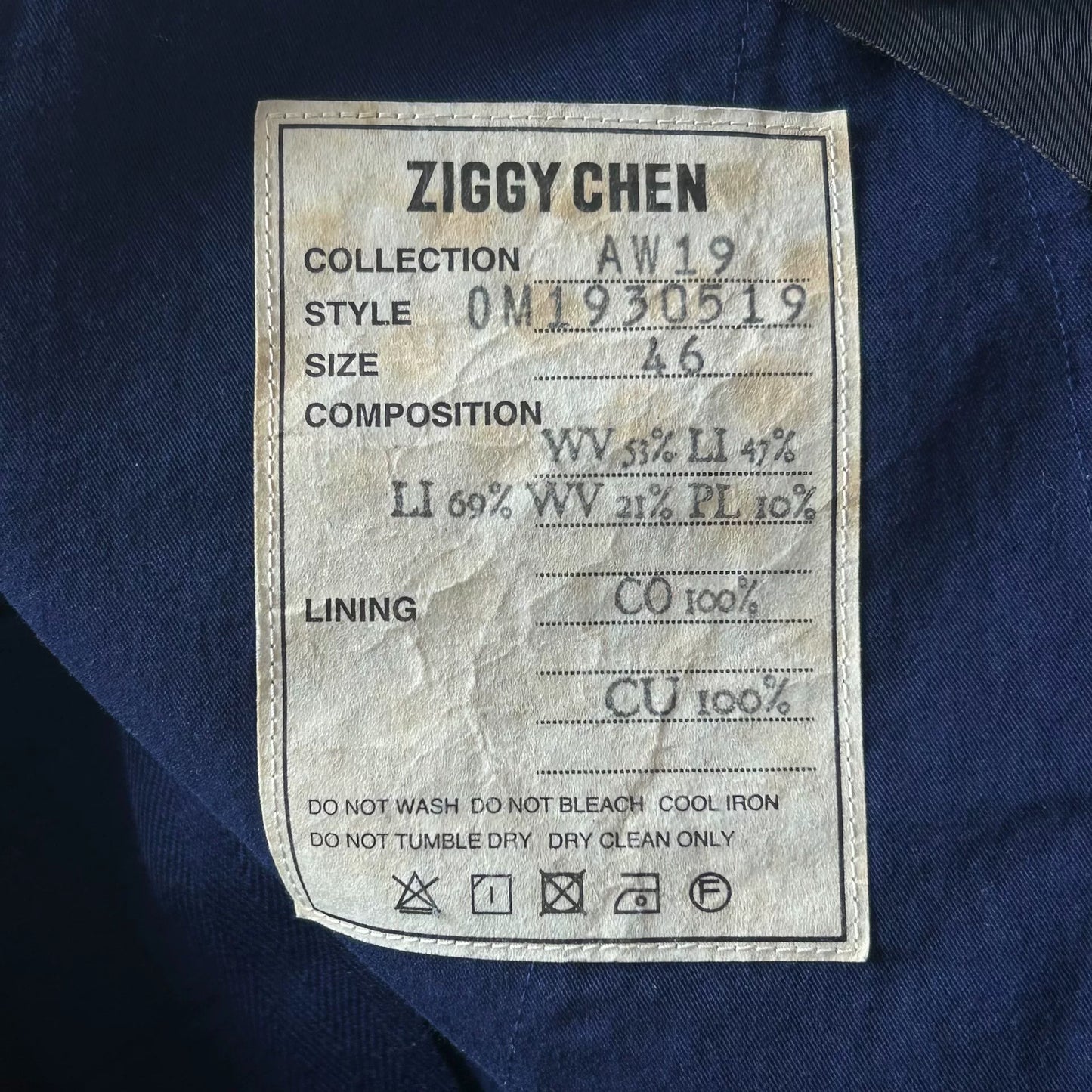 ziggy chen gray wool-linen cropped pants