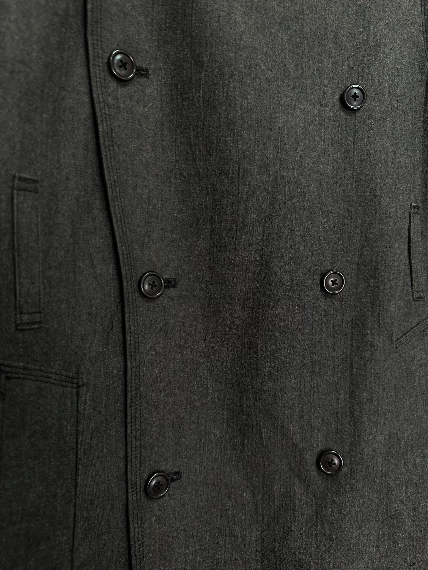 black cotton double-breasted coat