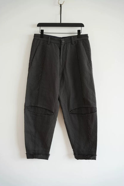 ziggy chen gray wool-linen cropped pants