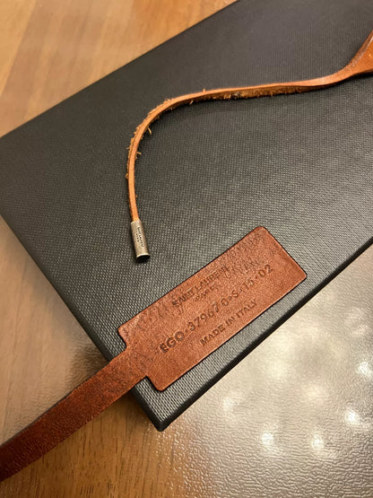 saint laurent brown leather bracelet with silver accents