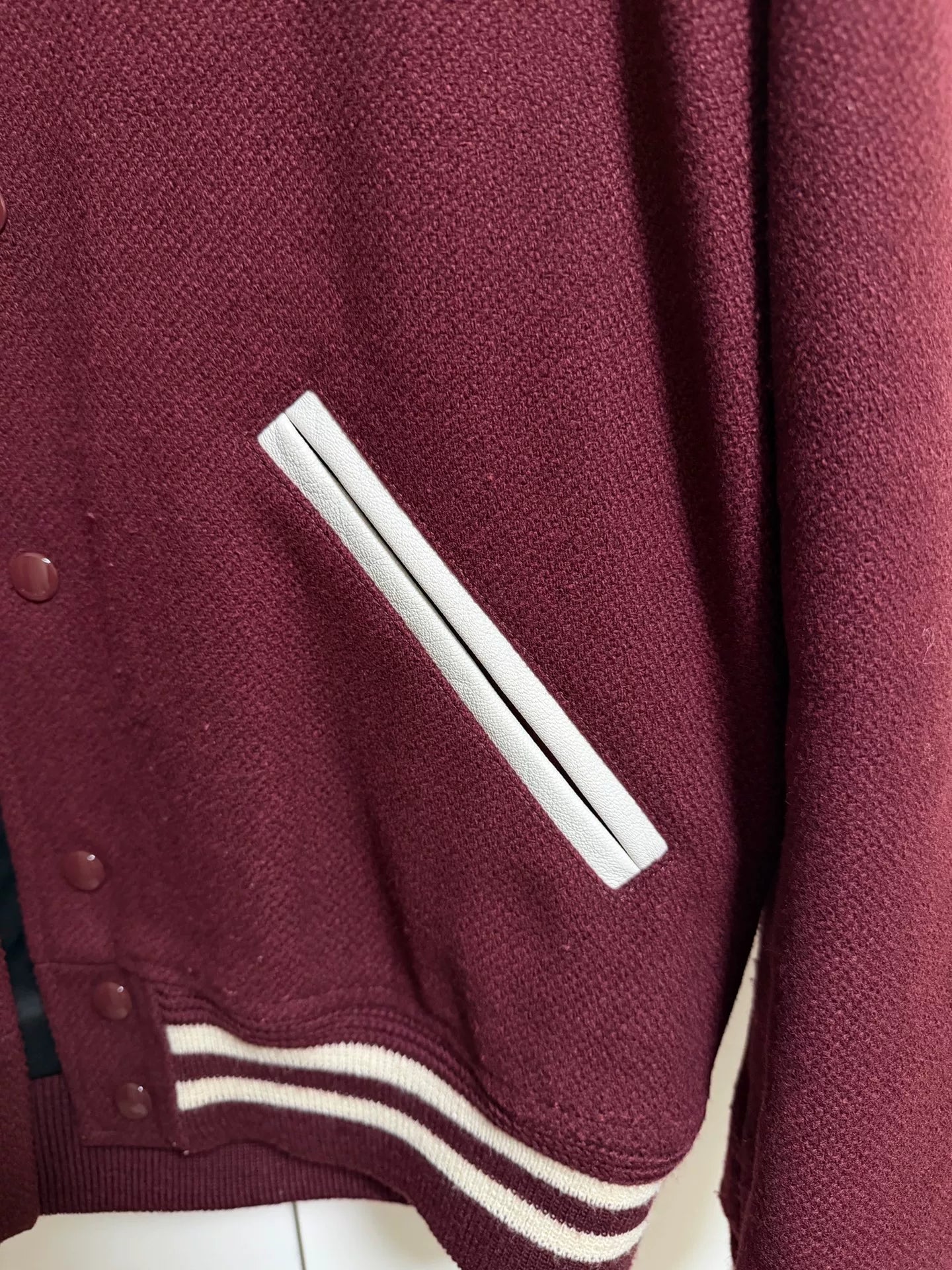 Saint Laurent Maroon Varsity Jacket