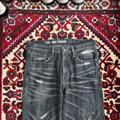 neighborhood nbhd faded denim pants mid size