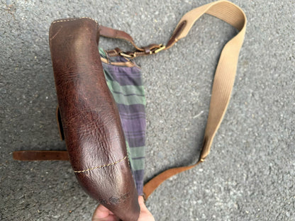 Ralph Lauren Waxed Leather Canvas Crossbody Bag