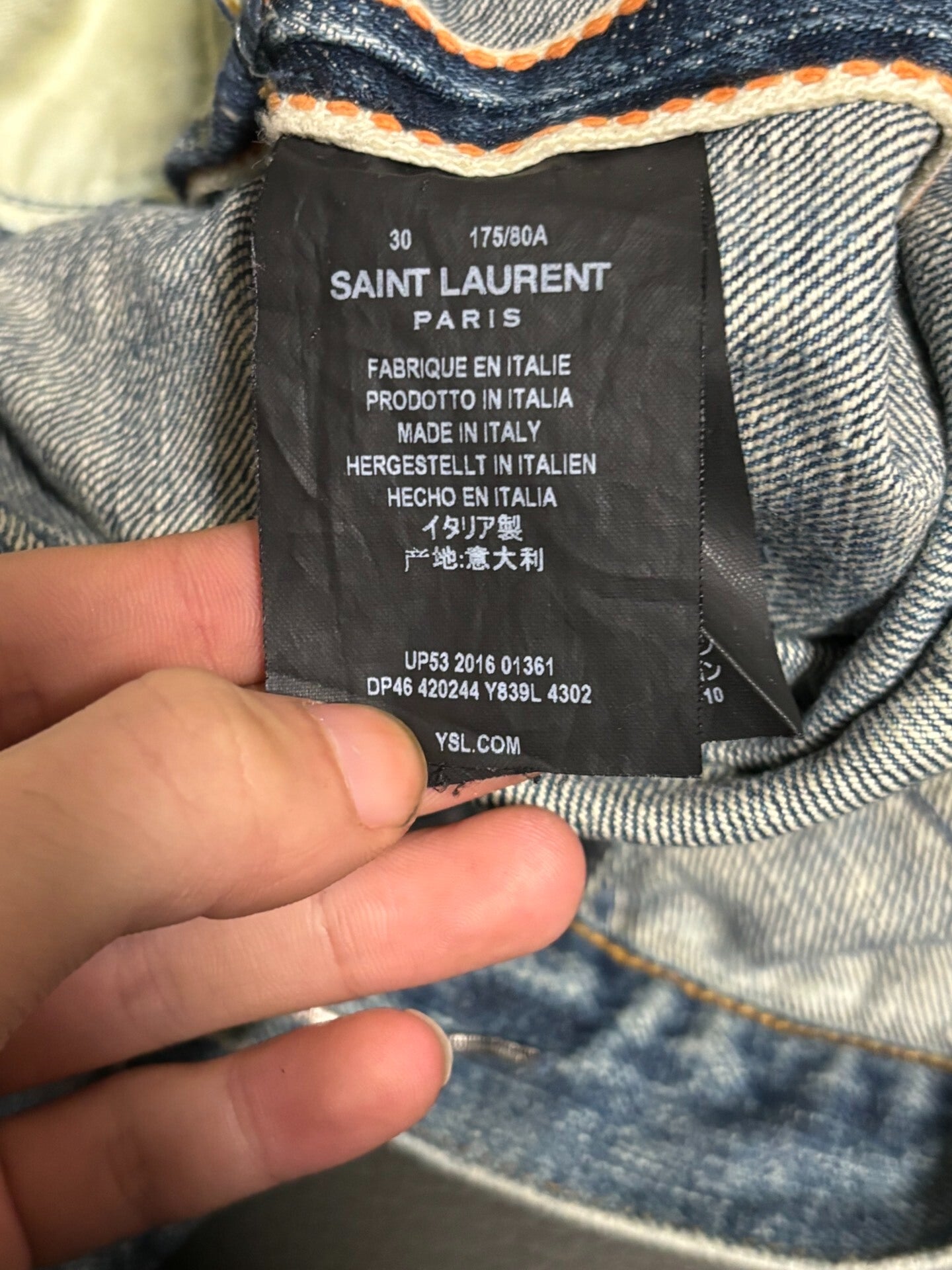 Saint Laurent Distressed Denim Jeans in Blue
